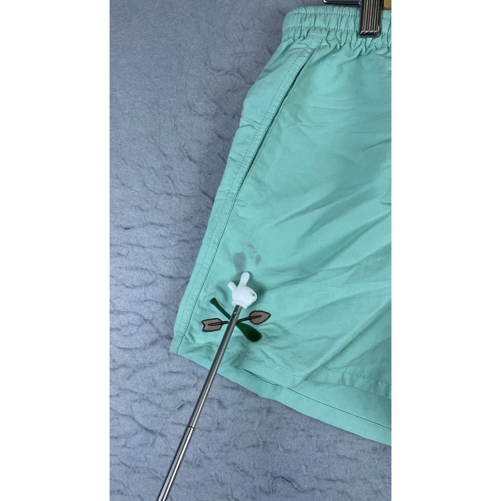 Patagonia Baggies Shorts Mens Small Mint Green Good Embroidered Oars 5 Inseam
